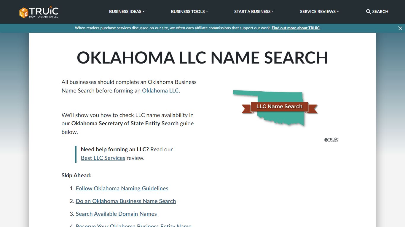 Oklahoma LLC Name Search | TRUiC